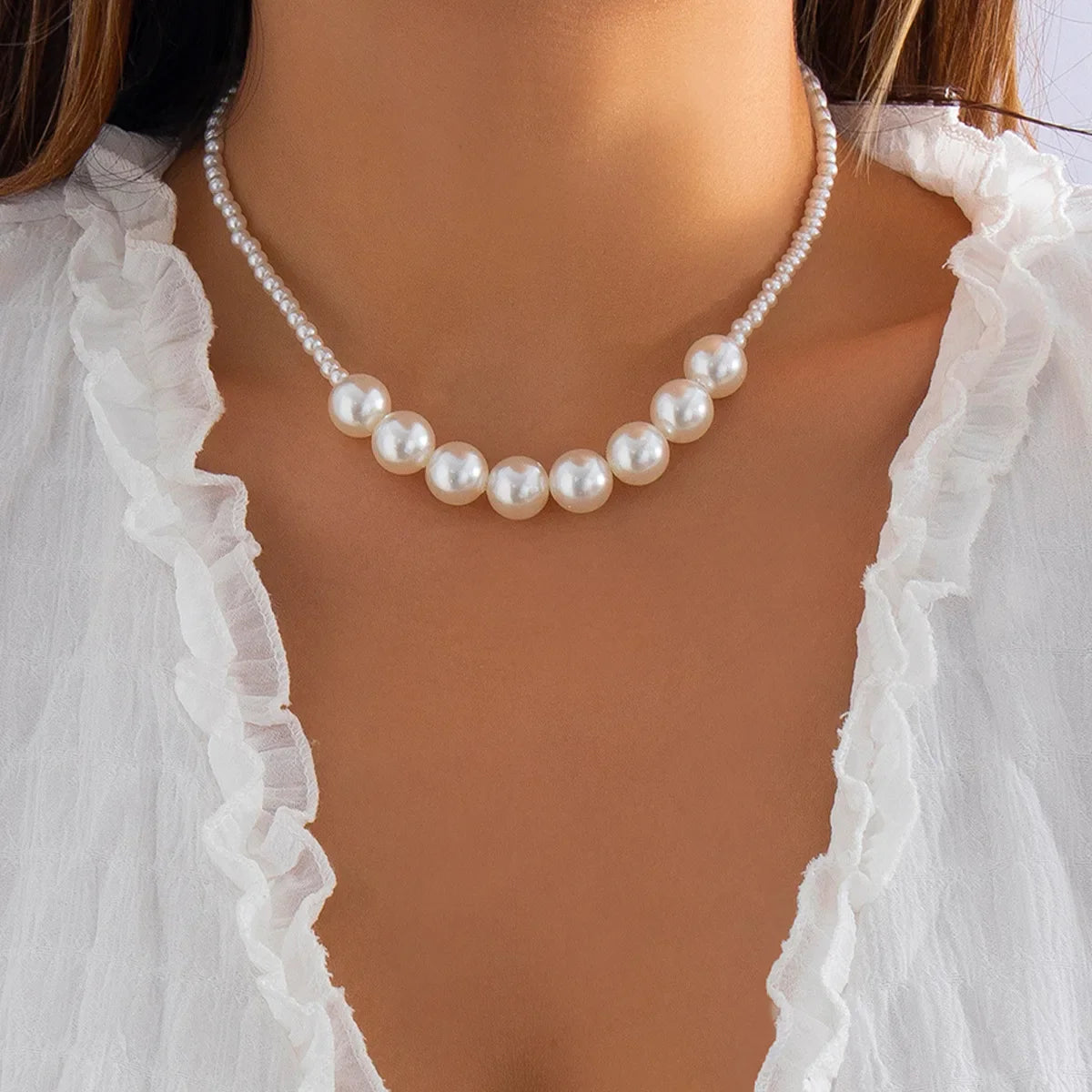 Elegant Jewelry Wedding Big Pearl Necklace For Women Fashion Imitation Pearl Green Rose Color Stone Choker Necklace-Dollar Bargains Online Shopping Australia