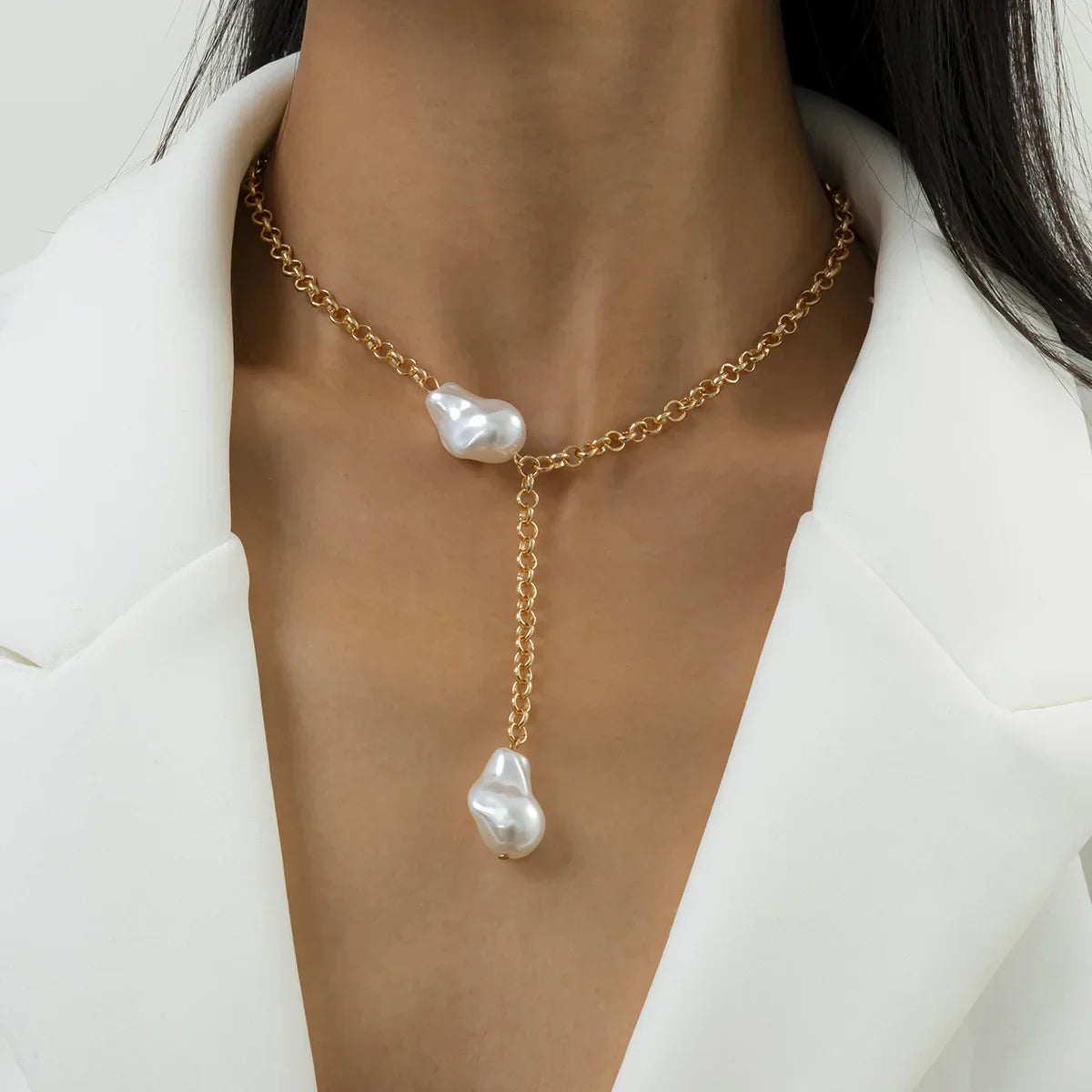 Elegant Jewelry Wedding Big Pearl Necklace For Women Fashion Imitation Pearl Green Rose Color Stone Choker Necklace-Dollar Bargains Online Shopping Australia