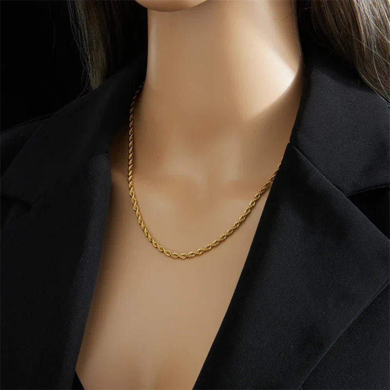 DIEYURO 316L Stainless Steel Gold Color Chain Necklace Bracelets For Women Girl Fashion Non-fading Lady Jewelry Set Accessories-Dollar Bargains Online Shopping Australia