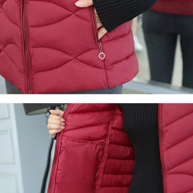 Woman Vest Autumn Winter Warm Down Cotton Vests Female Thick Removable Hooded Waistcoat Women's Sleeveless Jacket Vest Coat