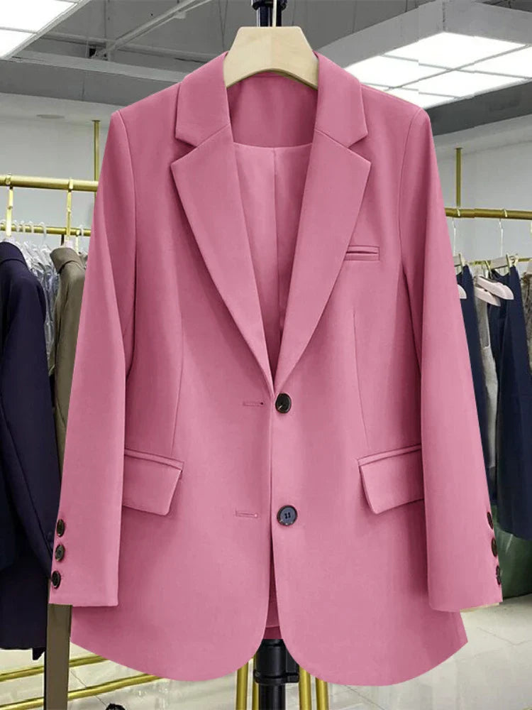 Women Jackets Pink Small Suit Women's Coat Casual Small Loose Small Suit Women's Design Sense Blazer Women-Dollar Bargains Online Shopping Australia
