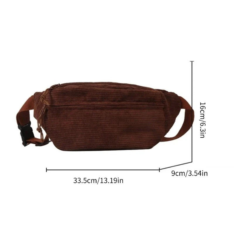 Waist Pack Chest Bag Corduroy Fanny Pack Sports Bag Versatile Travel Belt Bag