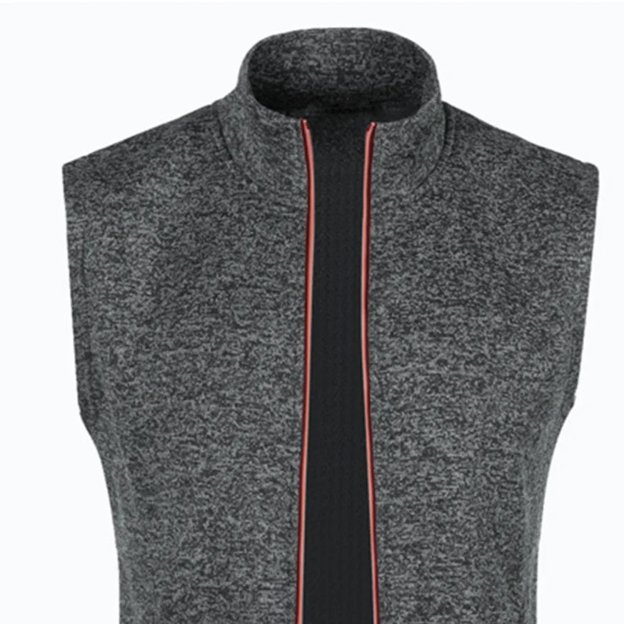 men's knitted velvet fashion casual top zipper vest sleeveless high neck fleece solid color men's wear