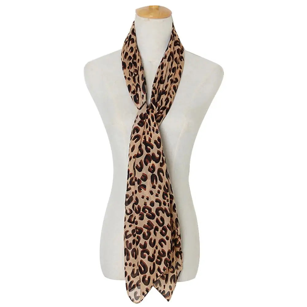 Vintage Chiffon Wrap Women Stole Soft Leopard Print Winter Elegant Fashion Shawl Autumn Scarves Scarf