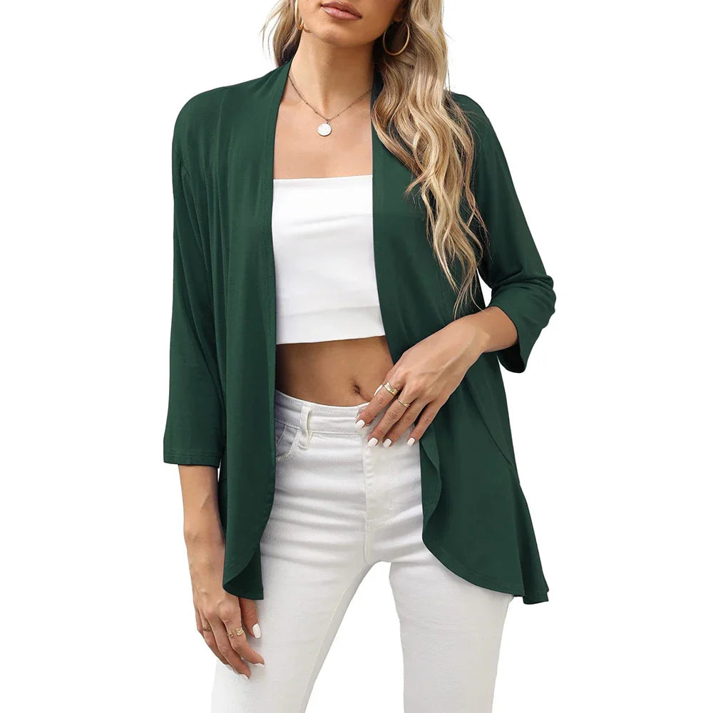 Women Fashion Cardigan Spring Solid Color Cardigan Top Open Stitch Solid Female Autumn-Dollar Bargains Online Shopping Australia