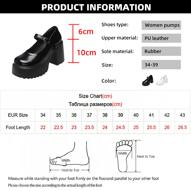 Fashion White Platform Pumps for Women Super High Heels Buckle Strap Mary Jane Shoes Woman Goth Thick Heeled Party Shoes Ladies-Dollar Bargains Online Shopping Australia