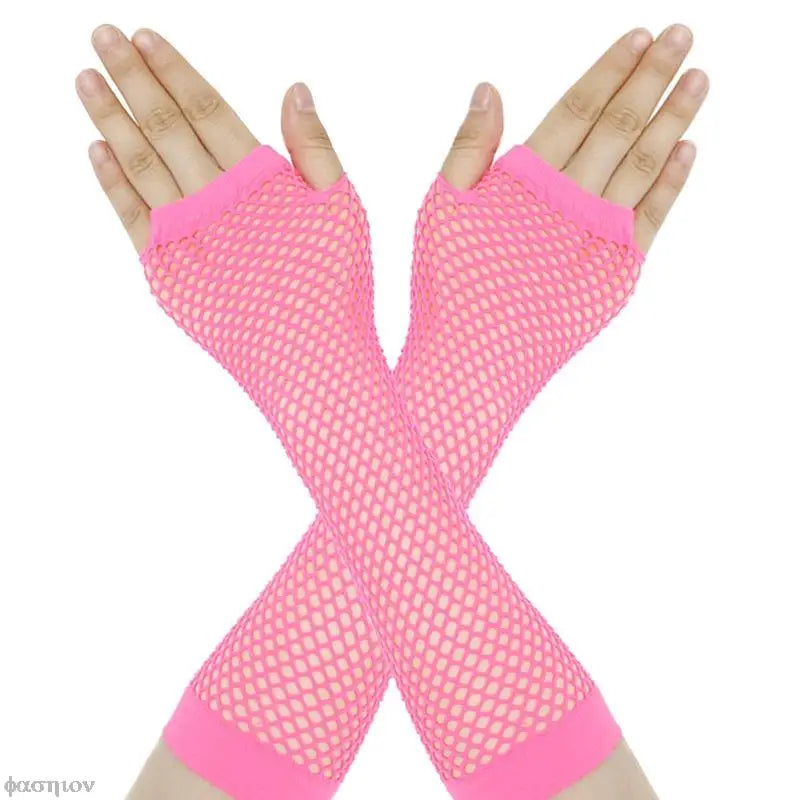 Women Fingerless Fishnet Neon Gloves Colorful Net Mesh Long Gloves For Girls Sexy Beautiful Arm Warmer Summer 80s Party Costume-Dollar Bargains Online Shopping Australia