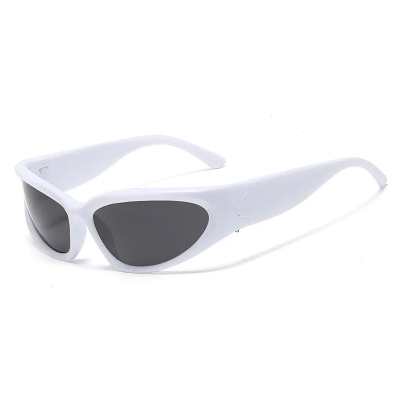 Fashion Wrap Around Cyber Y2K Sunglasses Women Silver Oval Shades Sports Cycling Sun Glasses Aesthetic Eyewear for Men Outdoor-Dollar Bargains Online Shopping Australia