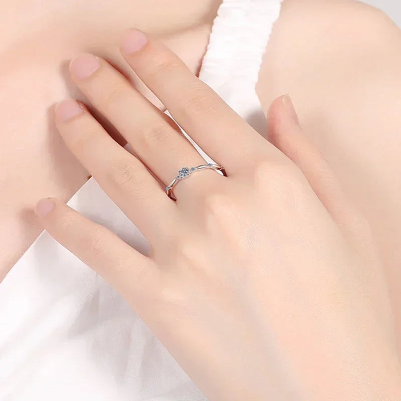 Moissanite Ring for Women Wedding Fine Sterling Sliver Engagement Rings