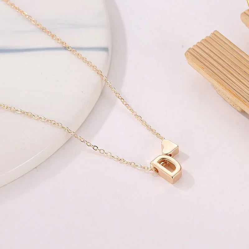 Tiny Heart Dainty Initial Necklace Gold Silver Color Letter Name Choker For Women Pendant Jewelry Gift-Dollar Bargains Online Shopping Australia