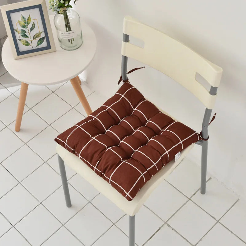 Square Chair Soft Pad with Strap Thicker Seat Cushion for Dining