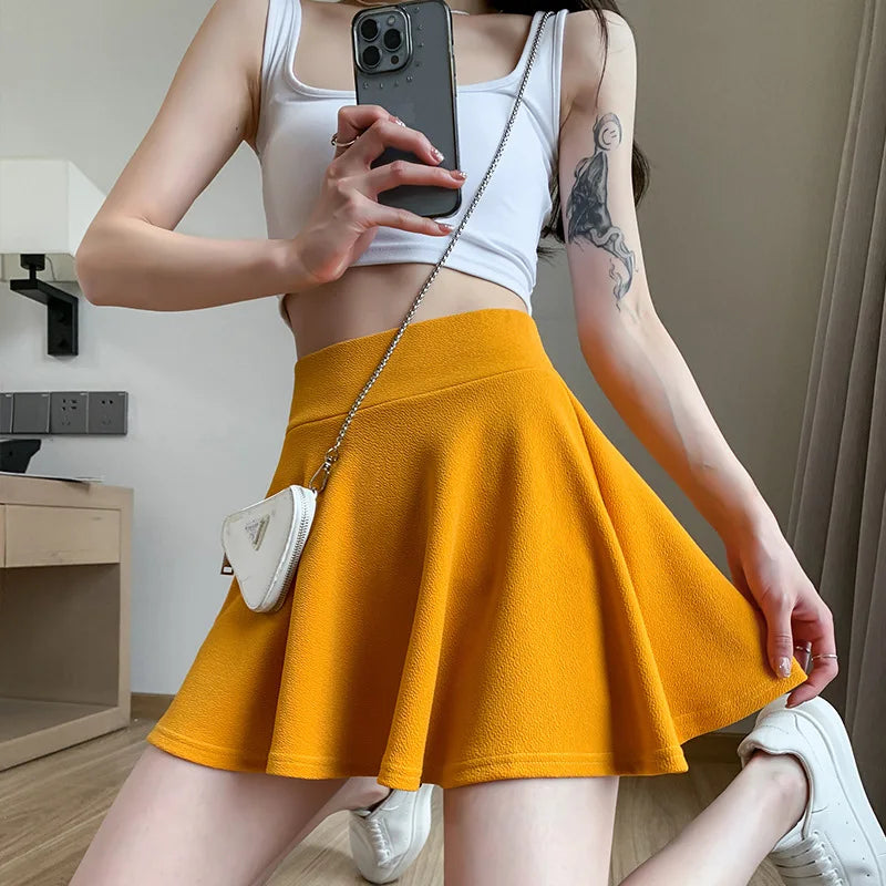 Summer Women's Skirts Fashion Sexy Mini Elastic Pleated Sun Skirts For School Girl Uniform Korean Black High Waist Tennis Skirts-Dollar Bargains Online Shopping Australia