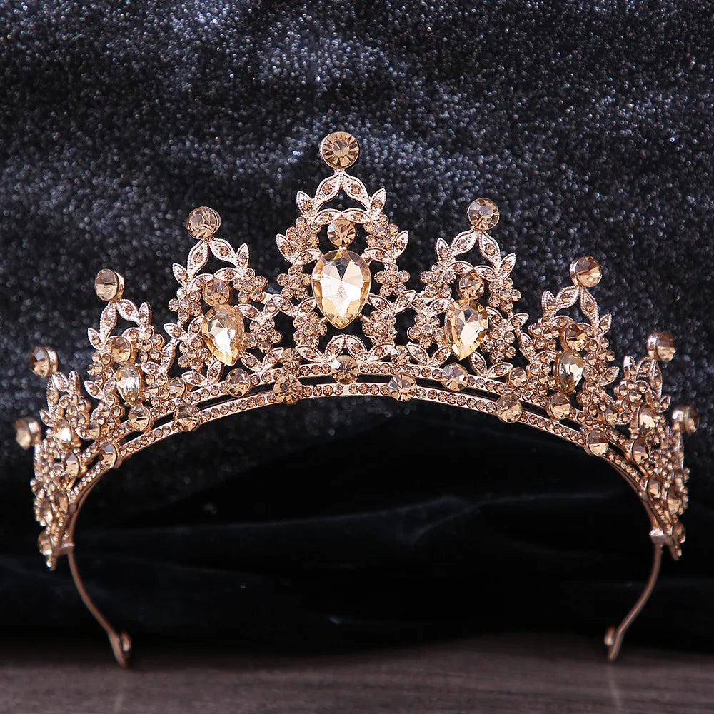 Crystal Crown Hair Accessories Tiara For Women Party Red Purple Rhinestone Bridal Crown New Hair Jewelry