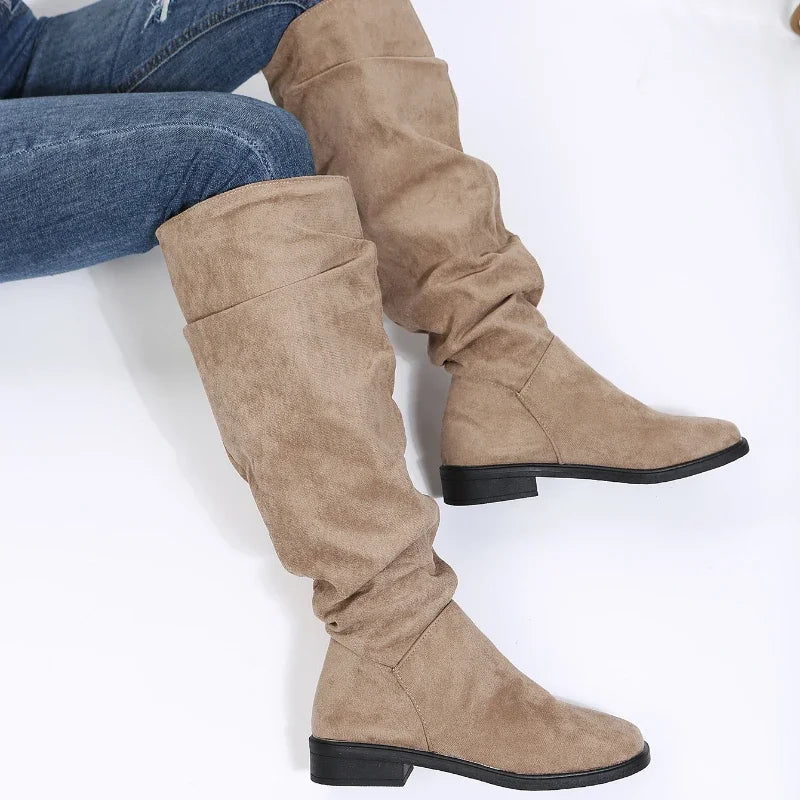Autumn and Winter Fashion New Sexy Solid Color Warm Round Toe Thick Bottom Low Heel Comfortable Women's Boots Botas Mujer-Dollar Bargains Online Shopping Australia