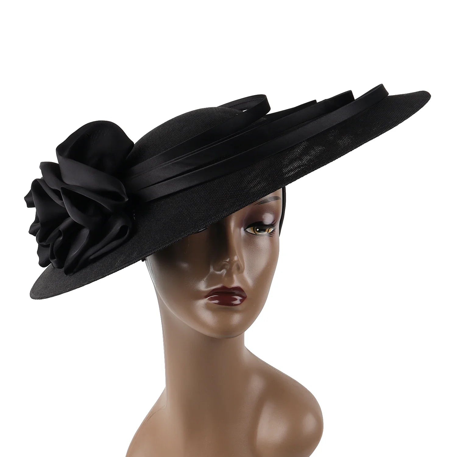 Black Large Flower Fascinator Sinamay Church Hat Kentucky Derby Hat Wedding Luxury Headband Hat Cocktail Tea Party for Women-Dollar Bargains Online Shopping Australia