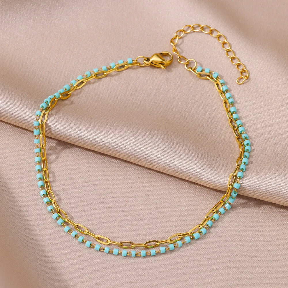 Anklets for Women Summer Beach Accessories Stainless Steel Imitation Pearl Chain Anklet Gold Color Leg Bracelets Bodychain Gifts-Dollar Bargains Online Shopping Australia