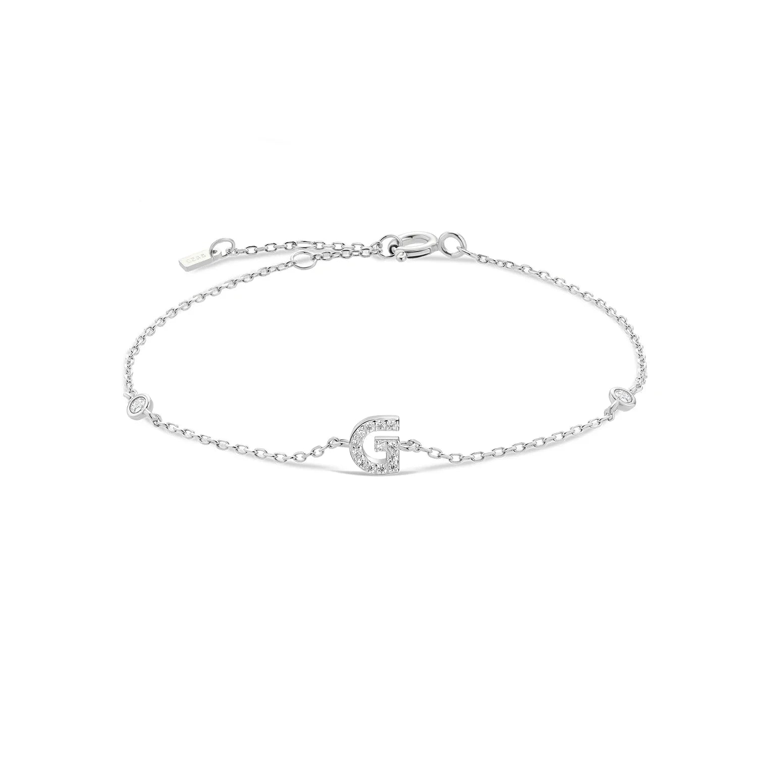 Silver Monogram Letter Initial Charm Chain Bracelet Luxury Wedding Crystal Fine Jewelry-Dollar Bargains Online Shopping Australia