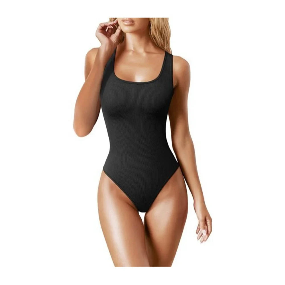 Sleeveless Bodysuits for Women Summer Basic Ribbed Sexy Crew Neck Racerback Tank Tops Body Suit Going Out-Dollar Bargains Online Shopping Australia