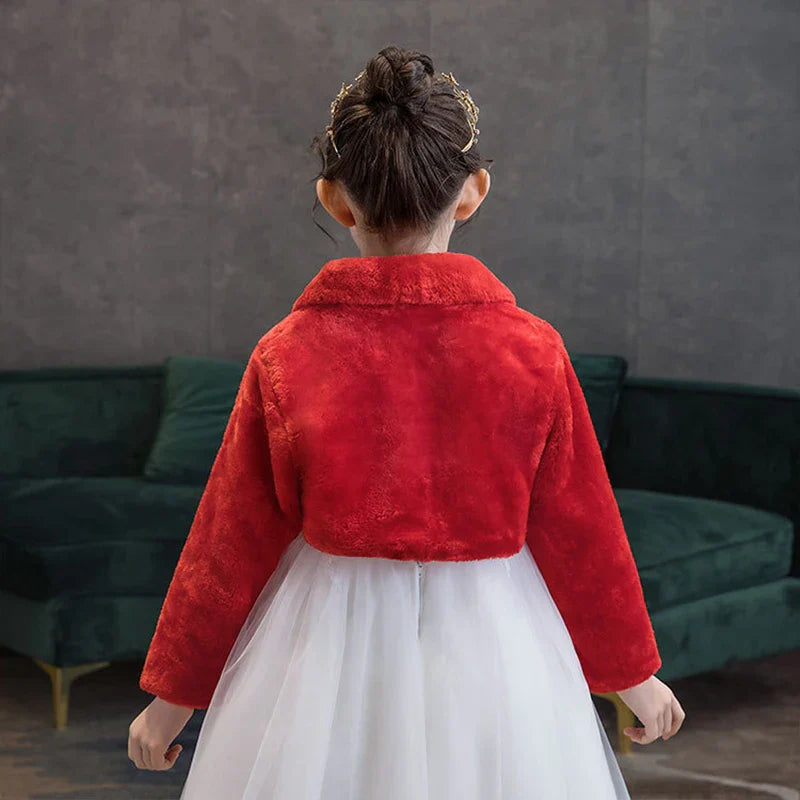 Girls Plush Jacket Keep Warm Little Princess Cloak Long Sleeve Shawl Christmas Birthday Party New Kids Clothes-Dollar Bargains Online Shopping Australia