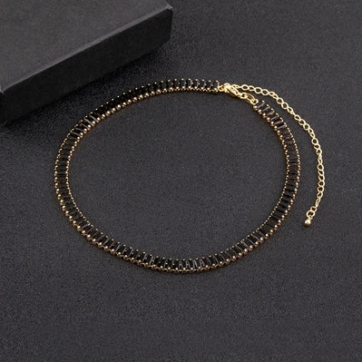 Classic Colorful Tennis Necklace Rectangular Full Zircon Neck Jewelry Adjustable Wedding Party Gift-Dollar Bargains Online Shopping Australia