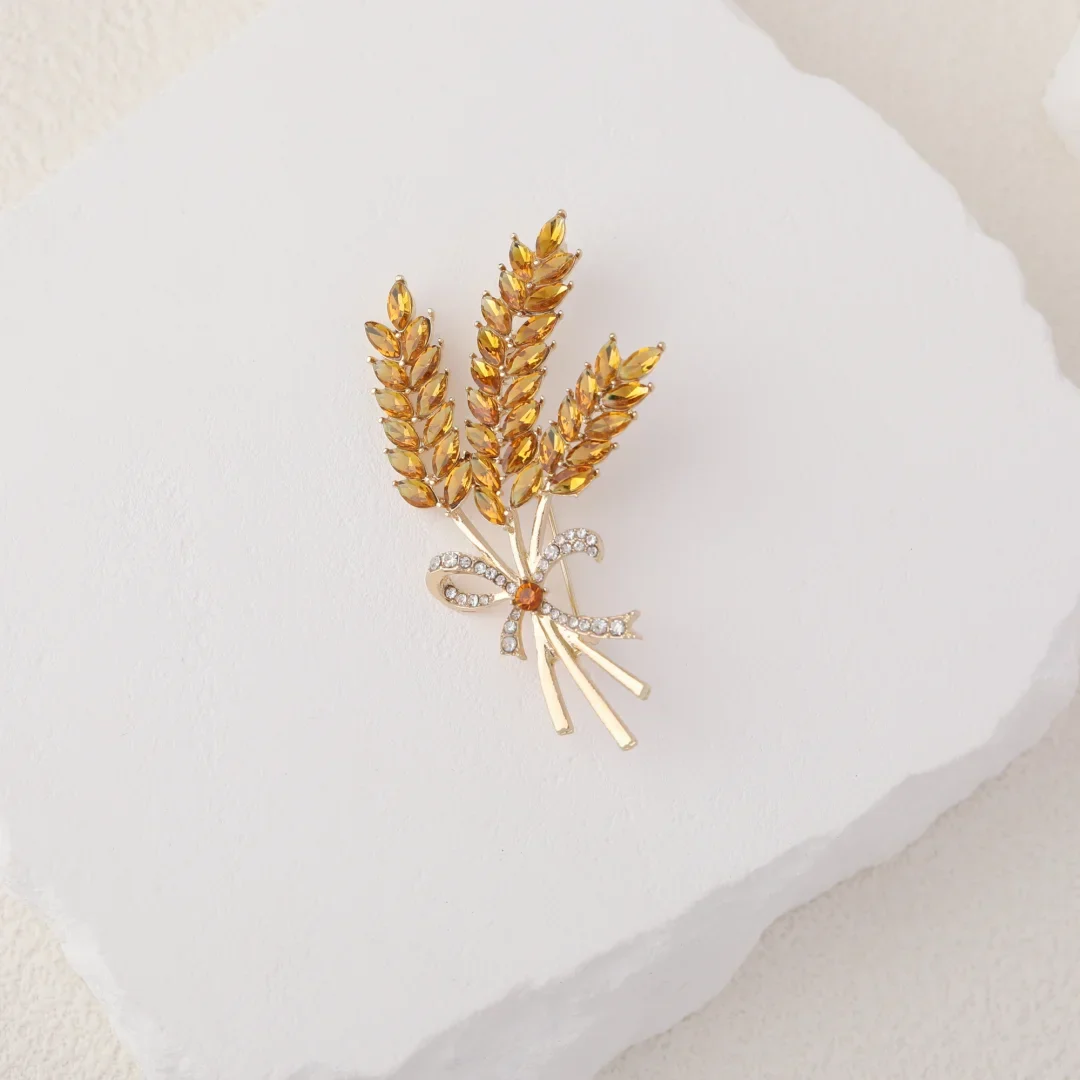 Brooch Men Women Meaningful Wheat Flag Rhinestone Badge Delicate Gift For New Year-Dollar Bargains Online Shopping Australia