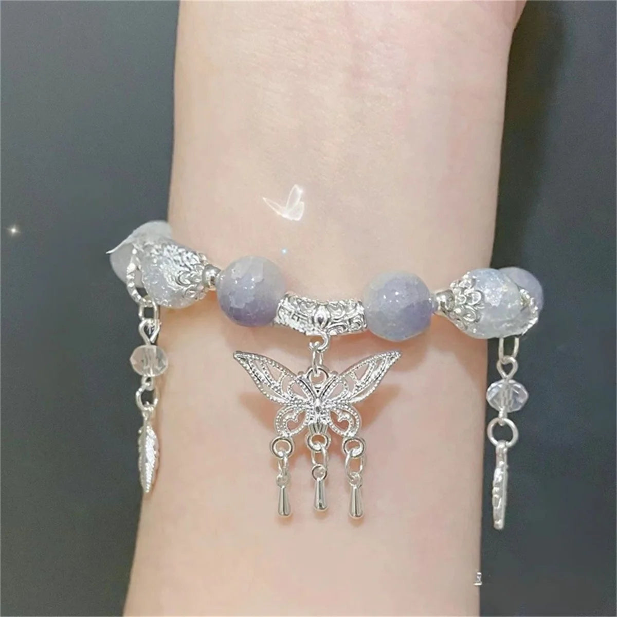 Crystal Beads Butterfly Bracelets For Women Girls Korean Butterfly Tassel Animal Flower Blessing Bracelet Jewelry