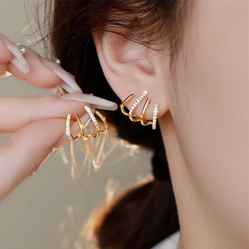 Retro Metal Gold Color Multiple Small Circle Stud Earrings for Women Korean Jewelry Fashion Wedding Party Earrings Jewelry Gift-Dollar Bargains Online Shopping Australia