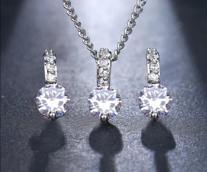 Luxury Pearl Bridal Jewelry Sets for Women Fashion Cubic Zirconia Earrings Necklace Wedding Accessories-Dollar Bargains Online Shopping Australia