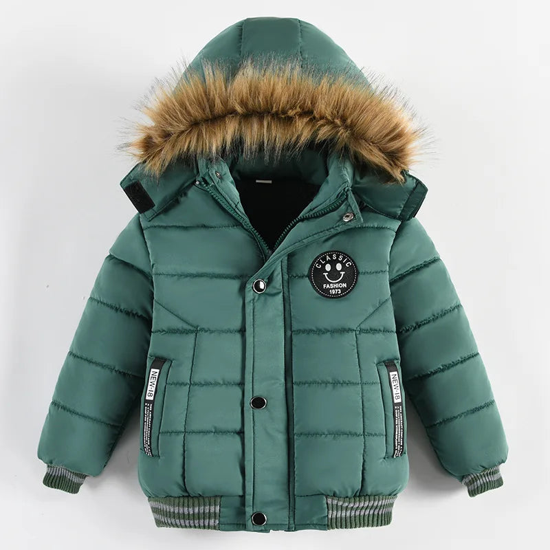 Autumn Winter Boys Jacket New Keep Warm Baby Coat Hooded Zipper Fashion Fur Collar Boys Outerwear-Dollar Bargains Online Shopping Australia