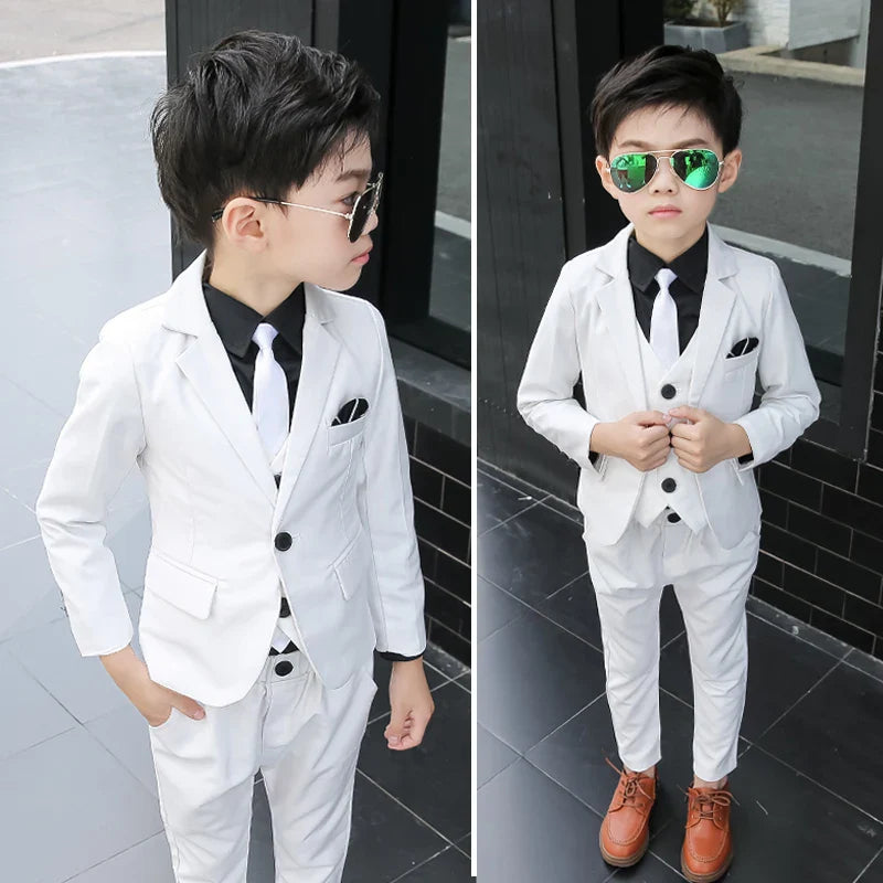 Baby Boys Wedding Party Costumes Blazer Vest Pants Children's Formal Suits Baptism Dress Kids Teenage Ceremony Suit Clothes Set