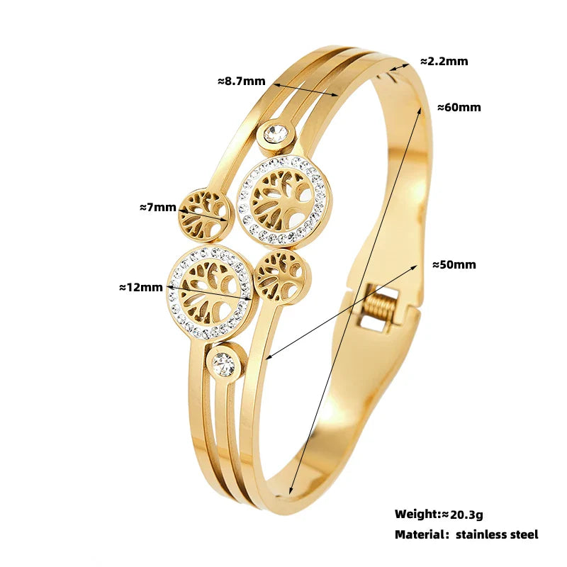 Stainless Steel Bangle Tree Of Life Wristband Two Colors-Dollar Bargains Online Shopping Australia