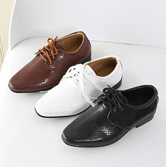 Kids Leather Wedding Dress Shoes for Boys Brand Children Black Wedding Shoes Boys Formal Wedge Sneakers 21-36