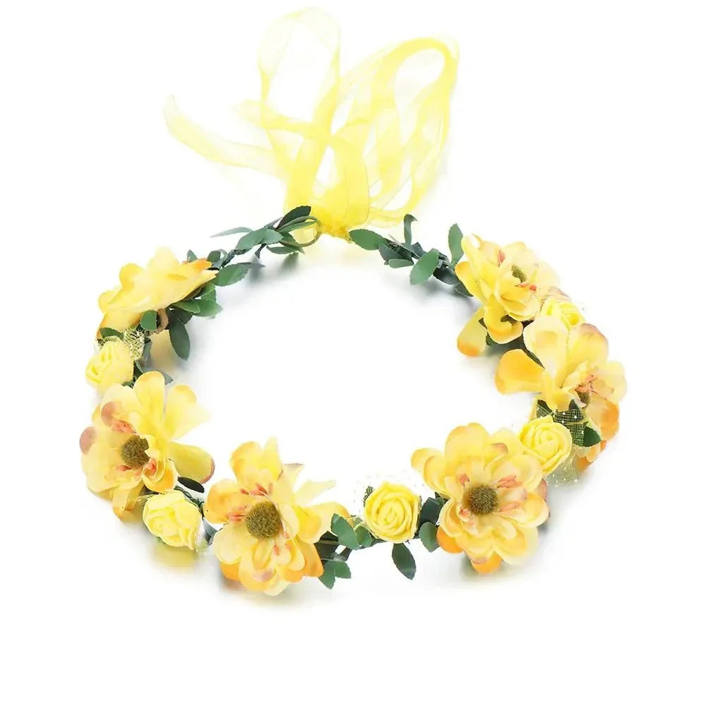 Pink Flowers Crown Festival Headpiece Women Hair Accessories Headdress Girl Baby Crown Floral Garland Wedding Floral Headwear-Dollar Bargains Online Shopping Australia