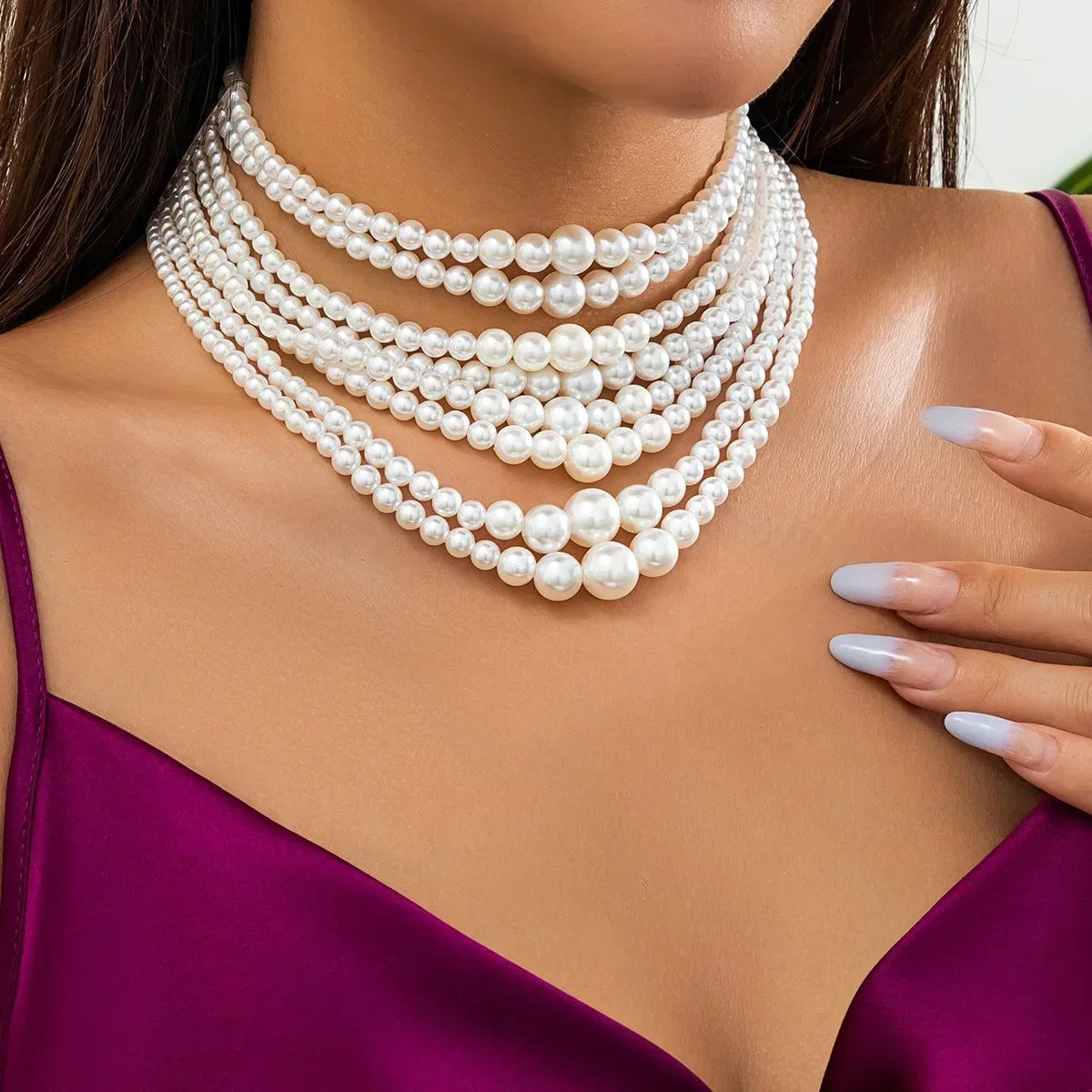 Pearl Multi-layered Women's Necklace Exaggerated Fashion High Street Club Party Banquet Necklace For Women Jewelry-Dollar Bargains Online Shopping Australia