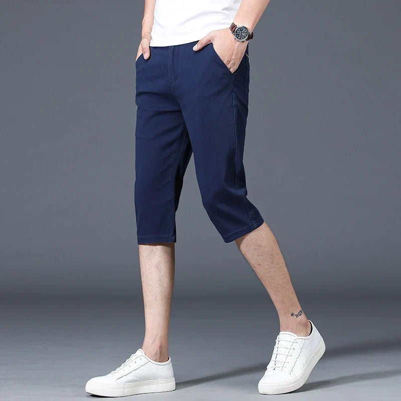 Men's Casual Capris Men's Trousers Loose Straight Capris Pants Shorts Western Pants