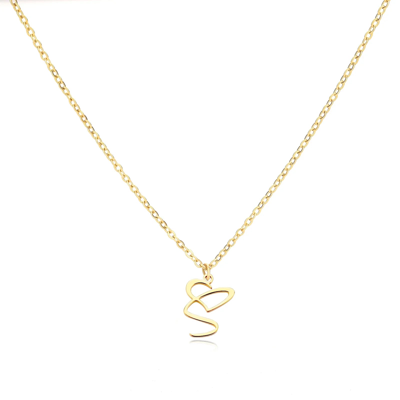 Heart Initial Letter Necklace for Women Gold Color Stainless Steel Necklace Jewelry Wedding Birthday-Dollar Bargains Online Shopping Australia