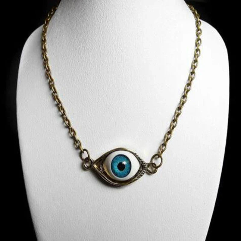 Punk Evil Eye Necklaces Blue Eyeball Connect Exaggeration Multiple Dense Evil Eyes Necklace-Dollar Bargains Online Shopping Australia