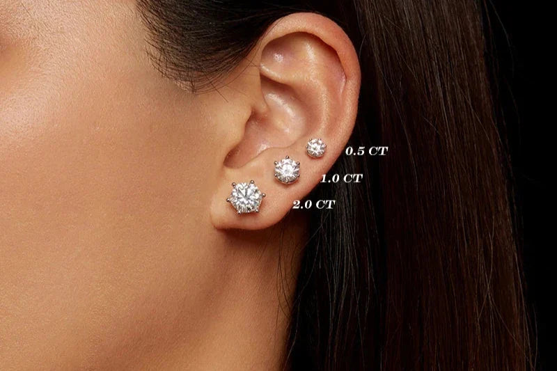 Classic Moissanite Stud EarringsS925 Silver D Color Brilliant Round Cut Lab Created Diamond Wedding Engagement Earrings-Dollar Bargains Online Shopping Australia