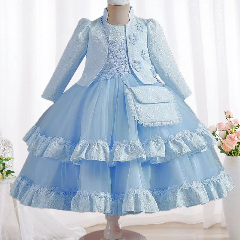 Dress Long sleeved Birthday Party Elegant Evening Dress Performance Fluffy Girl Princess Dress-Dollar Bargains Online Shopping Australia