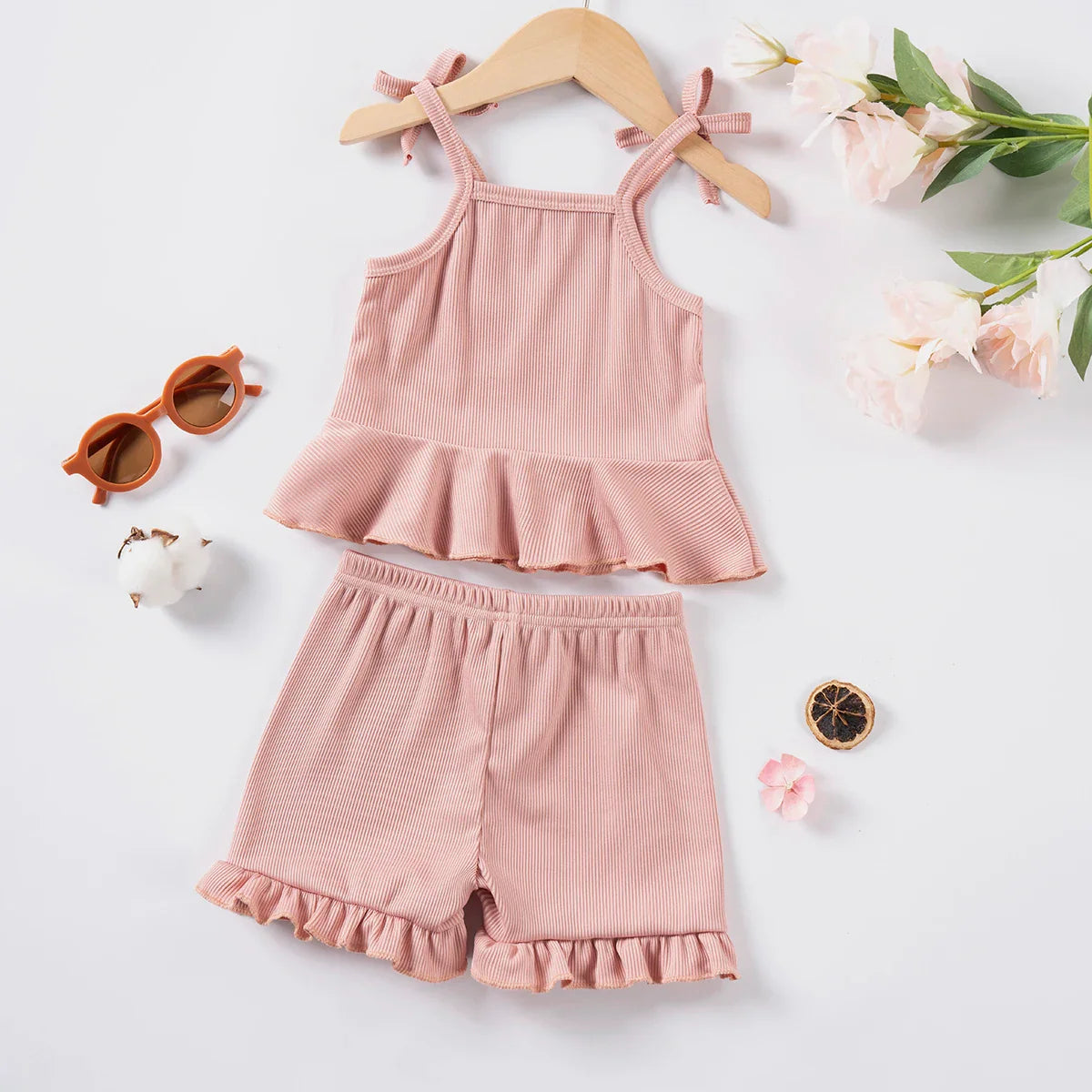 Kids Clothing Sets New Baby Girl Camisole Top + Lace Shorts 2PCS Summer Casual Children Clothes Suits-Dollar Bargains Online Shopping Australia