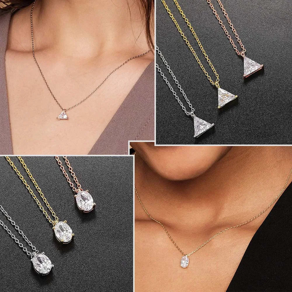 Waterdrop Crystal Pendant Necklace for Women Gold Color Geometric CZ Choker Chain on Neck-Dollar Bargains Online Shopping Australia