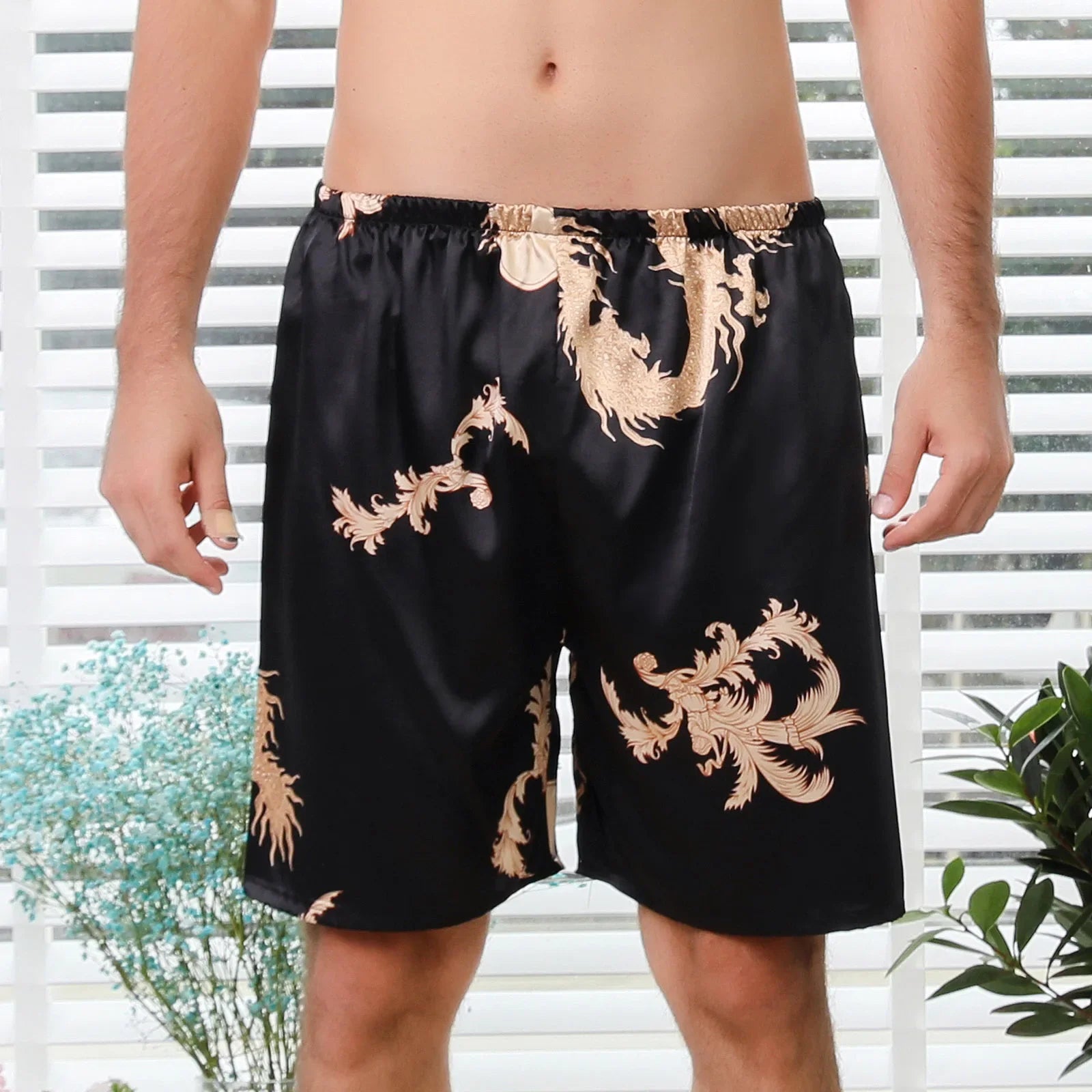 Men Casual Home Nightwear Satin Pajamas Shorts Pyjamas Sleep Bottoms Boxers Short Pants Lounge Homewear-Dollar Bargains Online Shopping Australia