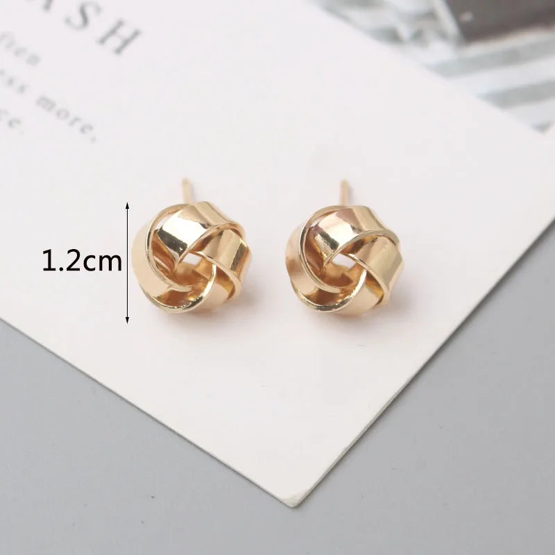 Tiny Metal Stud Earrings for Women Gold Color Twist Round Earrings Small Unusual Earrings-Dollar Bargains Online Shopping Australia