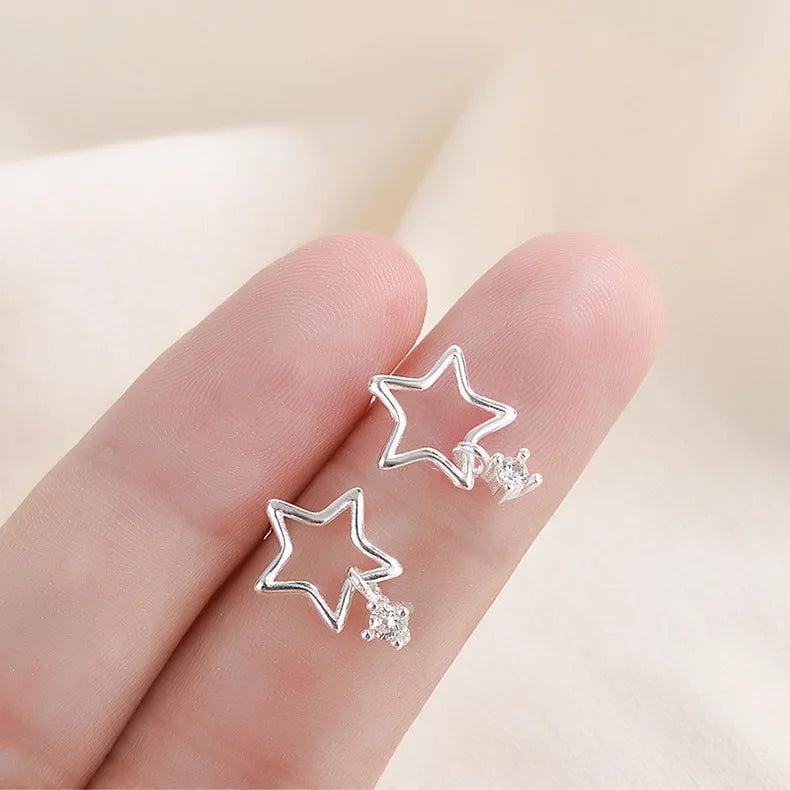 Planet Earrings Silver Color Piercing for Women Moon Star Crystal Zircon Ear Stud Earrings Tragus Cartilage Body Jewelry-Dollar Bargains Online Shopping Australia