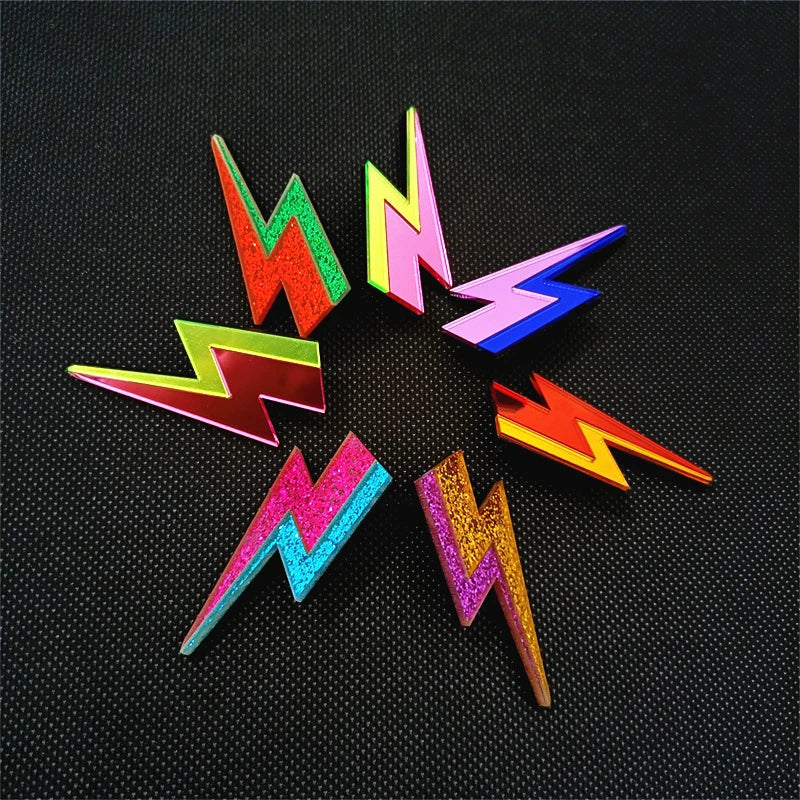 Glitter Lightning Acrylic Stud Earrings For Women Multicolor Jewelry Mirror Trendy Fashion Summer Classic Accessories-Dollar Bargains Online Shopping Australia
