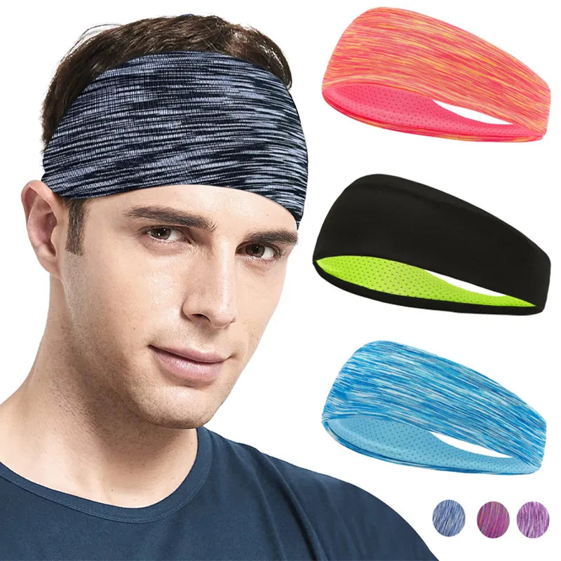 3PCS Sweatband for Men Women Elastic Sport Hairbands Head Band Yoga Headbands Headwear Headwrap Sports Workout Hair Accessories