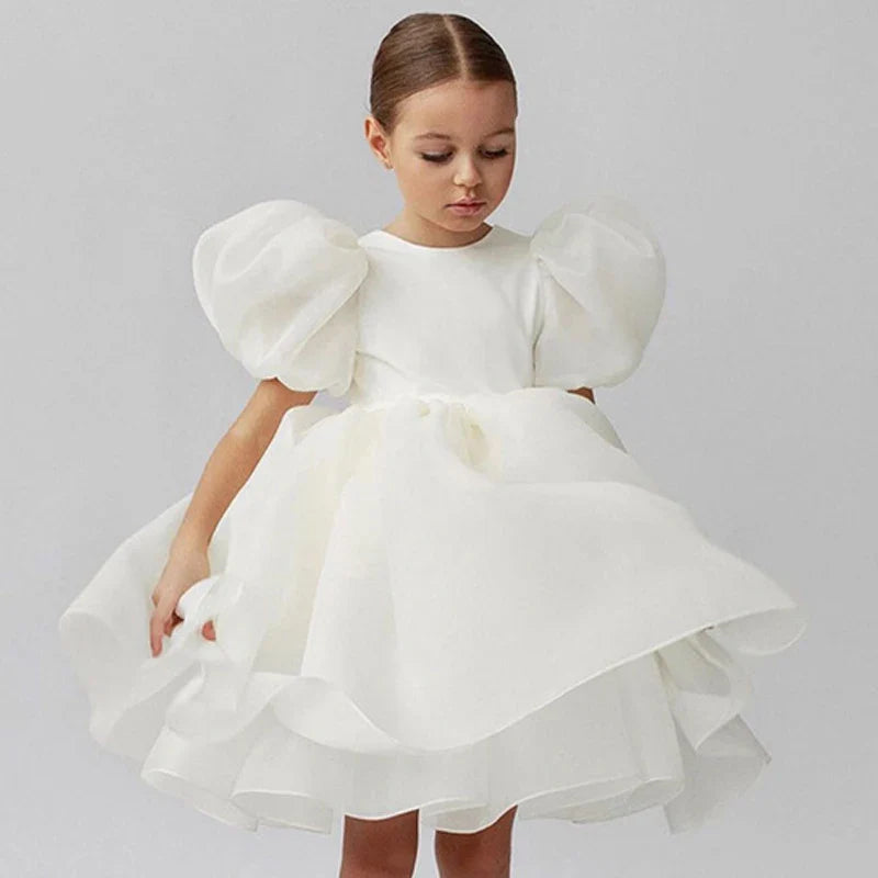 Girl Princess Dress Tulle Puff Sleeve Wedding Party Kids Dresses for Girls Birthday Child Clothes Bridemaids Gown-Dollar Bargains Online Shopping Australia