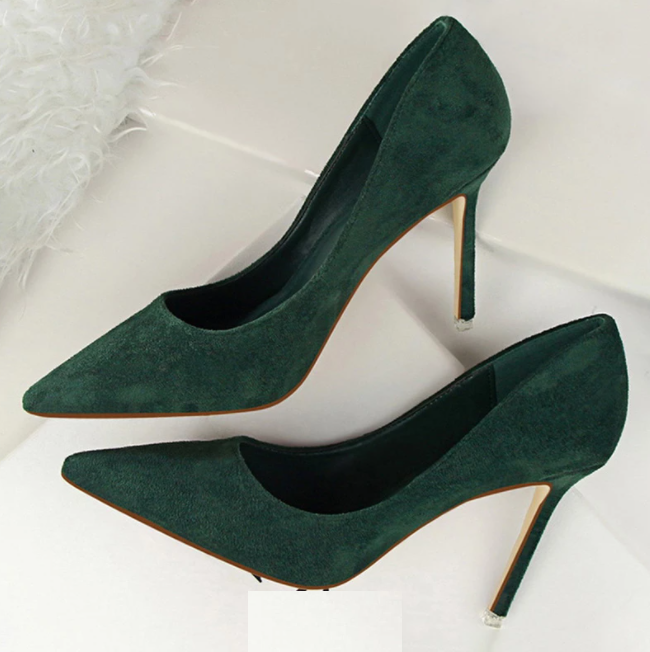 Women Pumps Classice High Heels Shoes Fashion Suede Flock Purple Sexy Slim Pointed OL Office Singles Heeled Shoes 34 G516-1-Dollar Bargains Online Shopping Australia