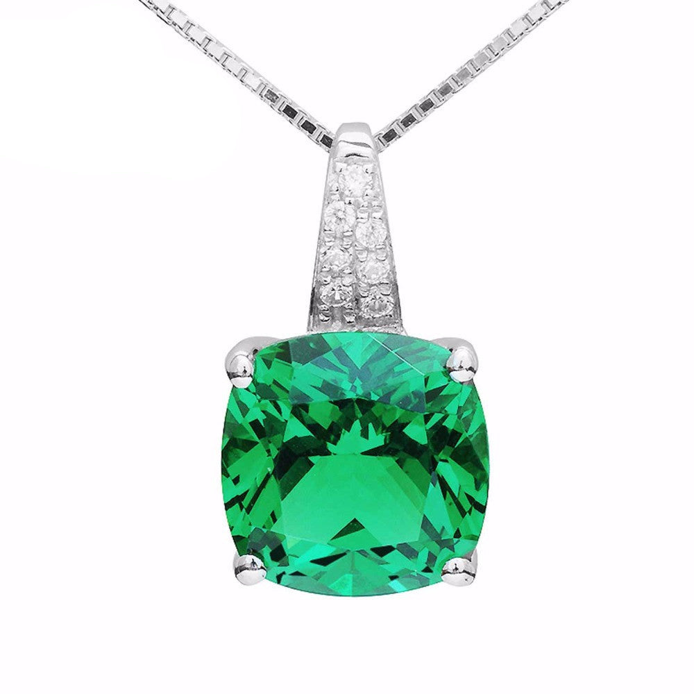 Nano Russian Emerald Engagement Wedding Pendant Solid 925 Sterling Silver Women Jewelry Square Cut Fashion Design - CelebritystyleFashion.com.au online clothing shop australia