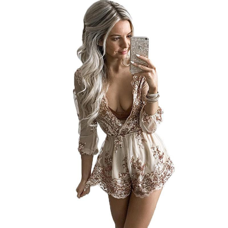 Glamaker Deep v neck sequin black jumpsuit women Tassel waistband party playsuit Summer club elegant jumpsuit romper-Dollar Bargains Online Shopping Australia